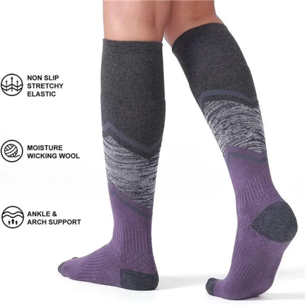 3 Pack Unisex Ski Socks Snowboarding Full Cushioned Winter Wool Socks